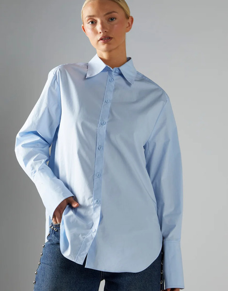  Glamorous Oversized Shirt In Light Blue 