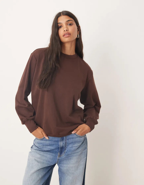  Glamorous Oversized Sweatshirt In Deep Brown 
