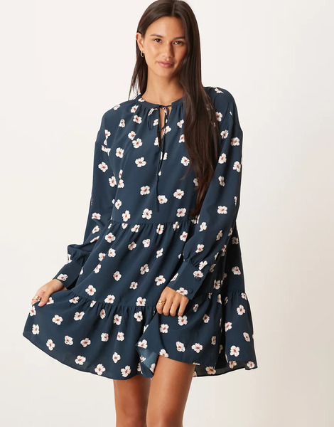  Glamorous Pattern Shift Mini Dress In Navy Hibiscus 