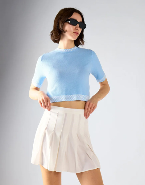  Glamorous Pleated Mini Skirt In Off White 