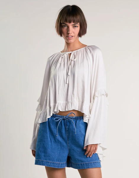  Glamorous Ruffle Blouse In Off White 