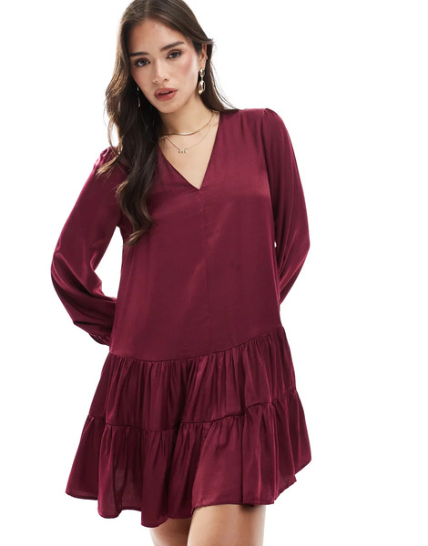  Glamorous Shift Mini Dress In Burgundy Red 