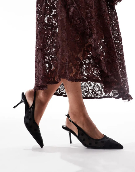 Glamorous Slingback Pumps In Mesh Black Polkadot 