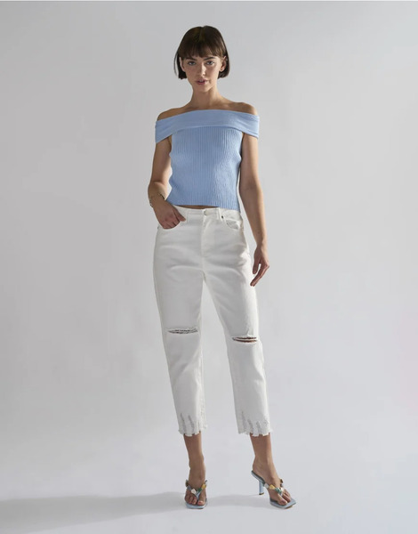  Glamorous Straight Cropped Jeans In Off White 