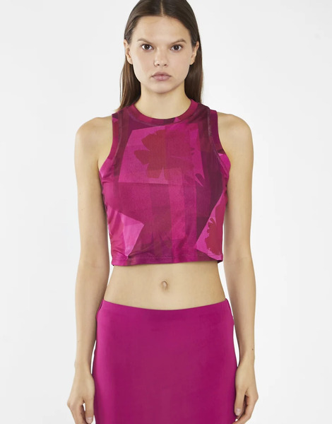  Glamorous Tank Top In Pink Block Mesh Multi 