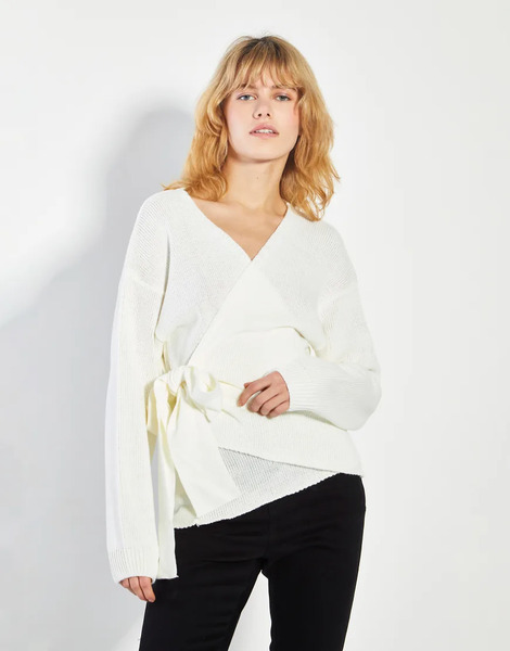  Glamorous Tie Cardigans In Bone White 