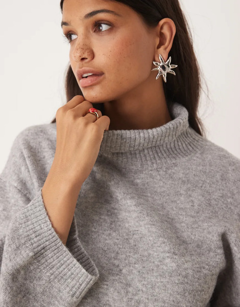  Glamorous Wide Sleeve Oversized Jumper In Grey 