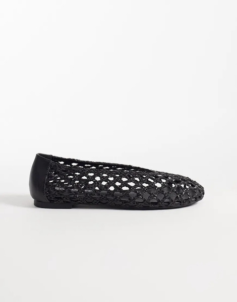  Glamorous Woven Ballet Flats In Black 