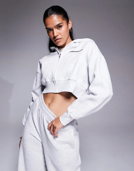  Good For Nothing Cropped Sweatshirt In Light Grey 