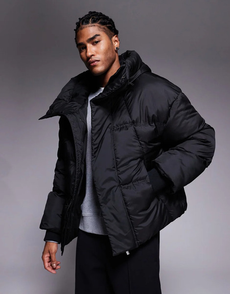  Good For Nothing Oversized Boxy Puffer Jacket In Black 