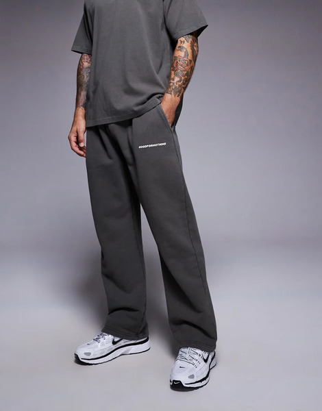  Good For Nothing Oversized Straight Leg Joggers In Grey 