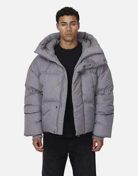  Good For Nothing Panelled Puffer Jacket In Grey 