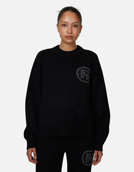  Good For Nothing Relaxed Knitted Sweatshirt In Black 