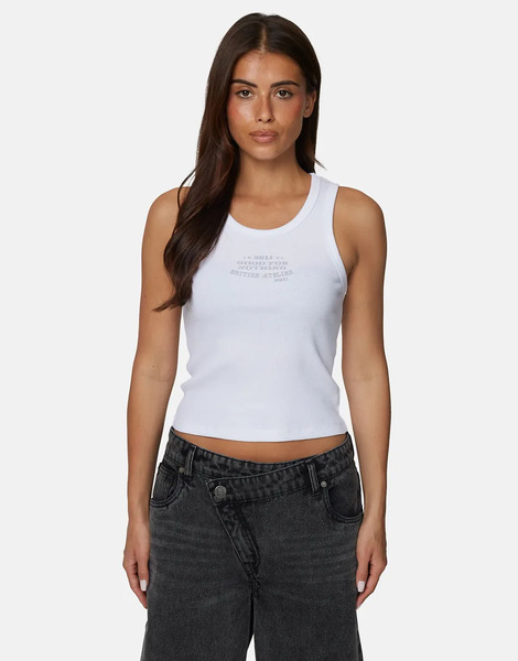  Good For Nothing Ribbed Vest Top In White 