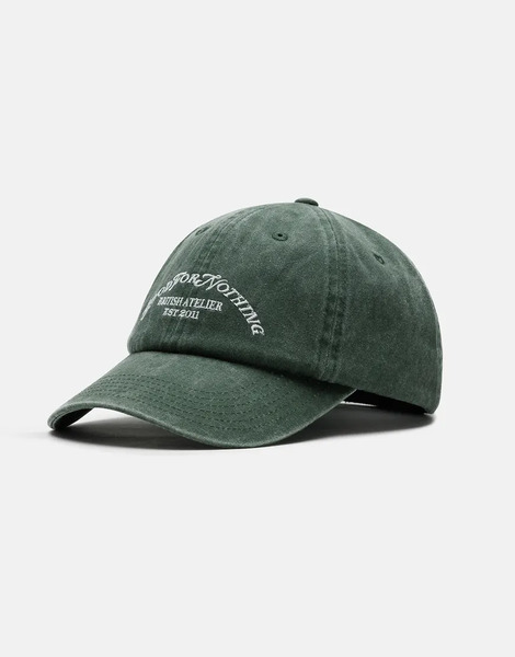  Good For Nothing Washed Cap With Embroidered Logo In Green 
