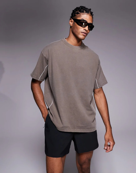  Good For Nothing Washed Oversized T Shirt In Taupe Neutral 