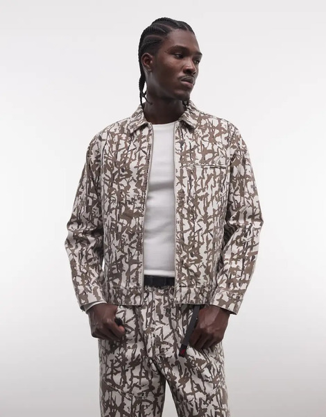  Gramicci Taos Patterned Canvas Jacket Co Ord In Grey Reed 