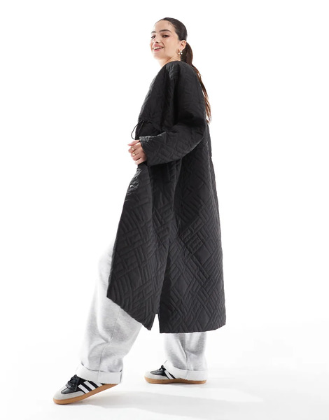  Hera Womens Longline Puffer Jacket In Black 