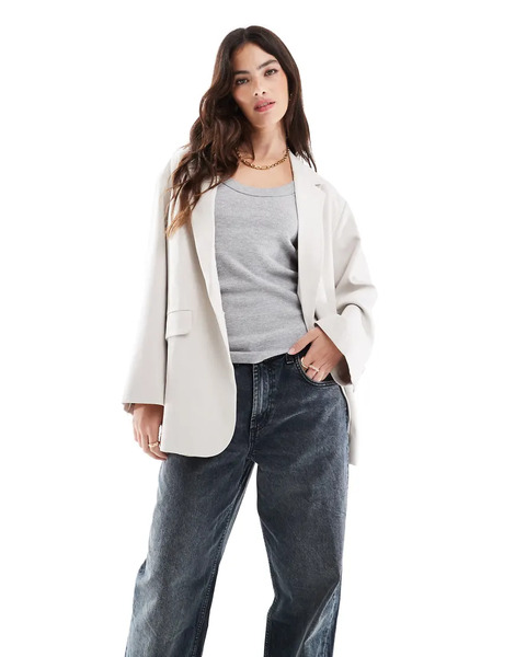  Hera Womens Oversized Studio Blazer In Stone Neutral 