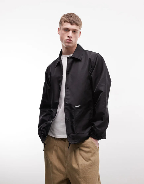  Huf 89 Coaches Button Up Jacket In Black 