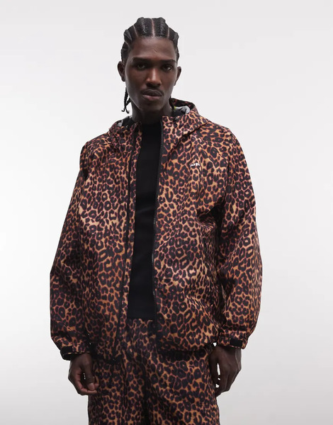  Huf Rainier Leopard Print Shell Jacket Co Ord In Multi 