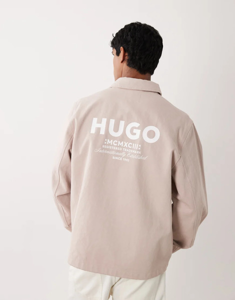  Hugo Blue Light Weight Coach Jacket In Light Purple 