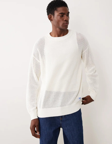  Hugo Blue Relaxed Light Knit Jumper In White 