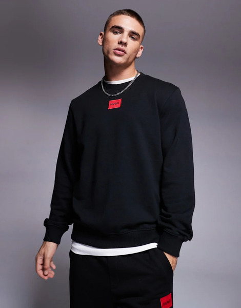  Hugo Red Diragol Logo Sweatshirt In Black 