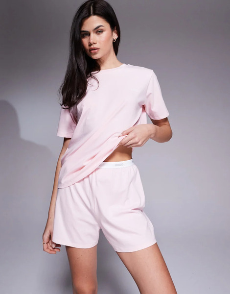  Hugo Red Id Shorts In Pastel Pink 