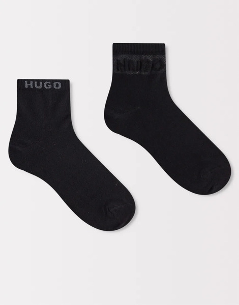  Hugo Red Mesh Logo Socks In Black 