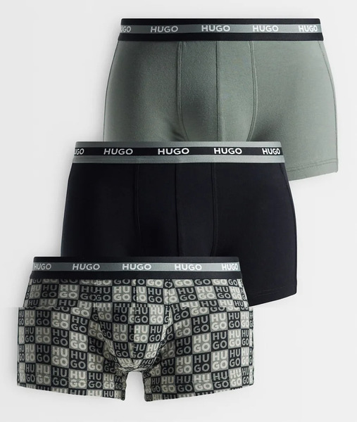  Hugo Red 3 Pack Checked Boxer Brief In Grey 