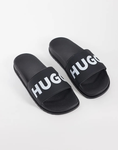  Hugo Red Slidders In Black 