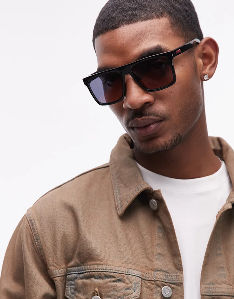  Hugo Square Sunglasses In Black 
