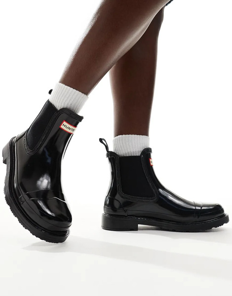  Hunter Commando Gloss Wellies In Black 