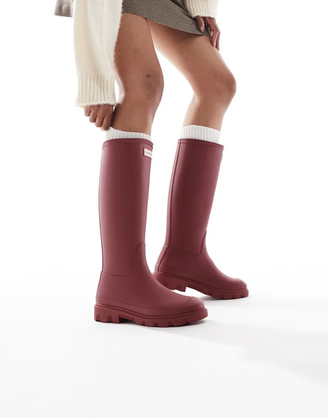  Hunter Downpour Tall Wellington Boot In Merlot Red 