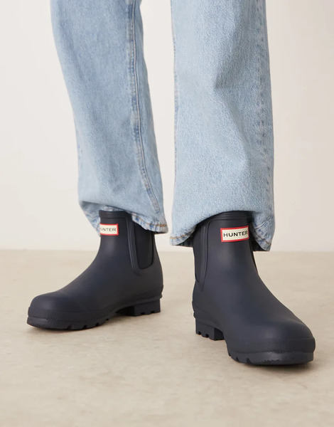  Hunter Original Chelsea Boot In Navy Green 