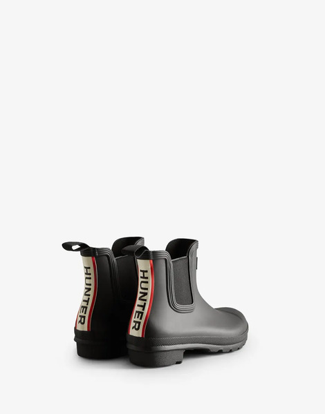  Hunter Original Short Tri Colour Chelsea Wellington Boot In Black Red 