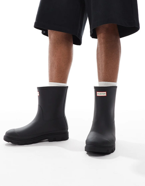  Hunter Unisex Downpour Lined Short Wellington Boot In Black 