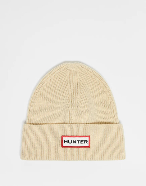  Hunter Unisex Ribbed Beanie In Cream Neutral 