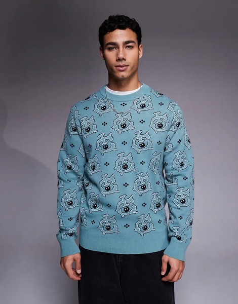  Icecream Monogram Knitted Jumper In Blue 
