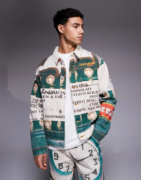  Icecream Parlor Denim Trucker Jacket Co Ord In Multi 