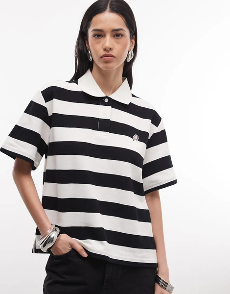  Icecream Popsicle Polo In Black And White Stripe 