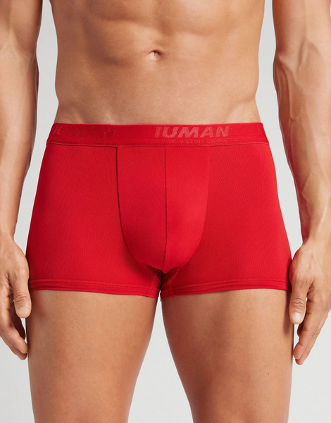  Intimissimi Microfibre Boxers With Logo In Red 