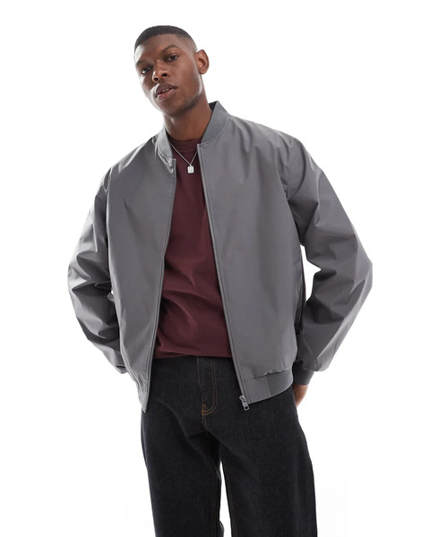 Jack & Jones Bomber Jacket In Grey 
