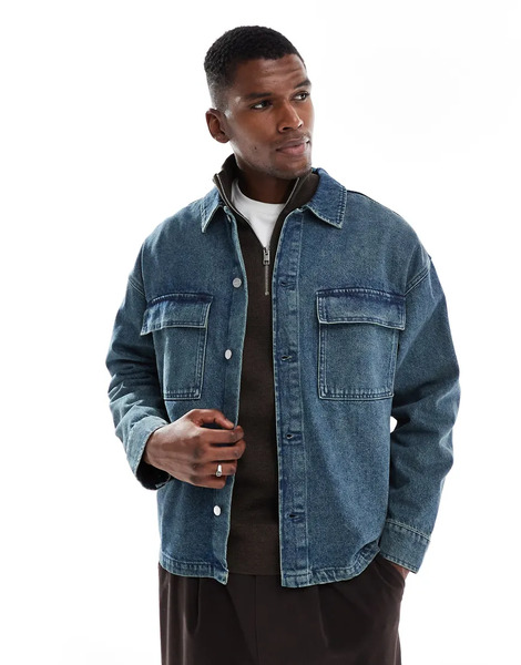  Jack & Jones Boxy Denim Jacket In Blue 