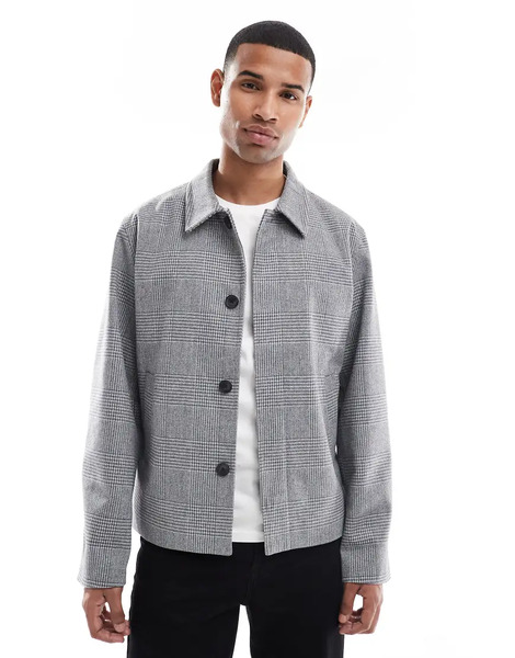  Jack & Jones Boxy Wool Blend Jacket In Grey 