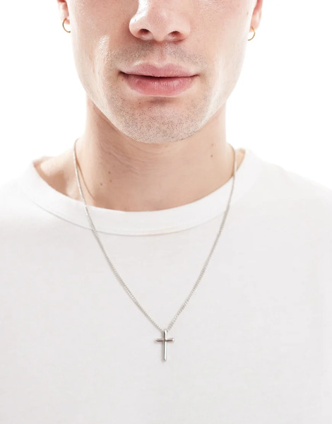  Jack & Jones Cross Pendant In Silver 