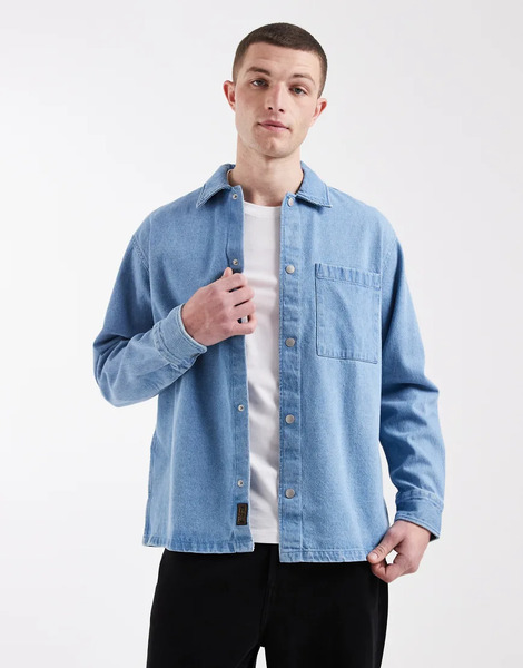  Jack & Jones Denim Overshirt In Blue 