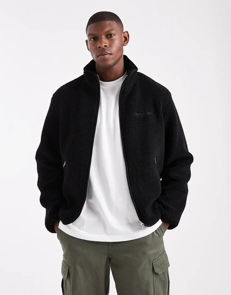  Jack & Jones Fleece With Double Zip In Black 