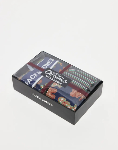  Jack & Jones Gingerbread Giftbox With Trunk & Socks Blue 